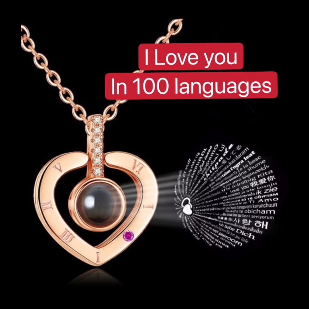 I Love You Necklace Heart Pendant Stone - Picture 2 of 9